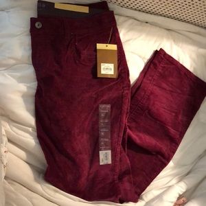 NWT Sonoma Modern Fit Straight Cranberry Cord Rivet Button/Zip Closure Jeans